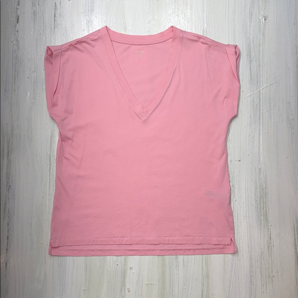 Frame Denim Easy V-Neck Dusty Pink Short Sleeve Tee Sz SP - Picture 3 of 11